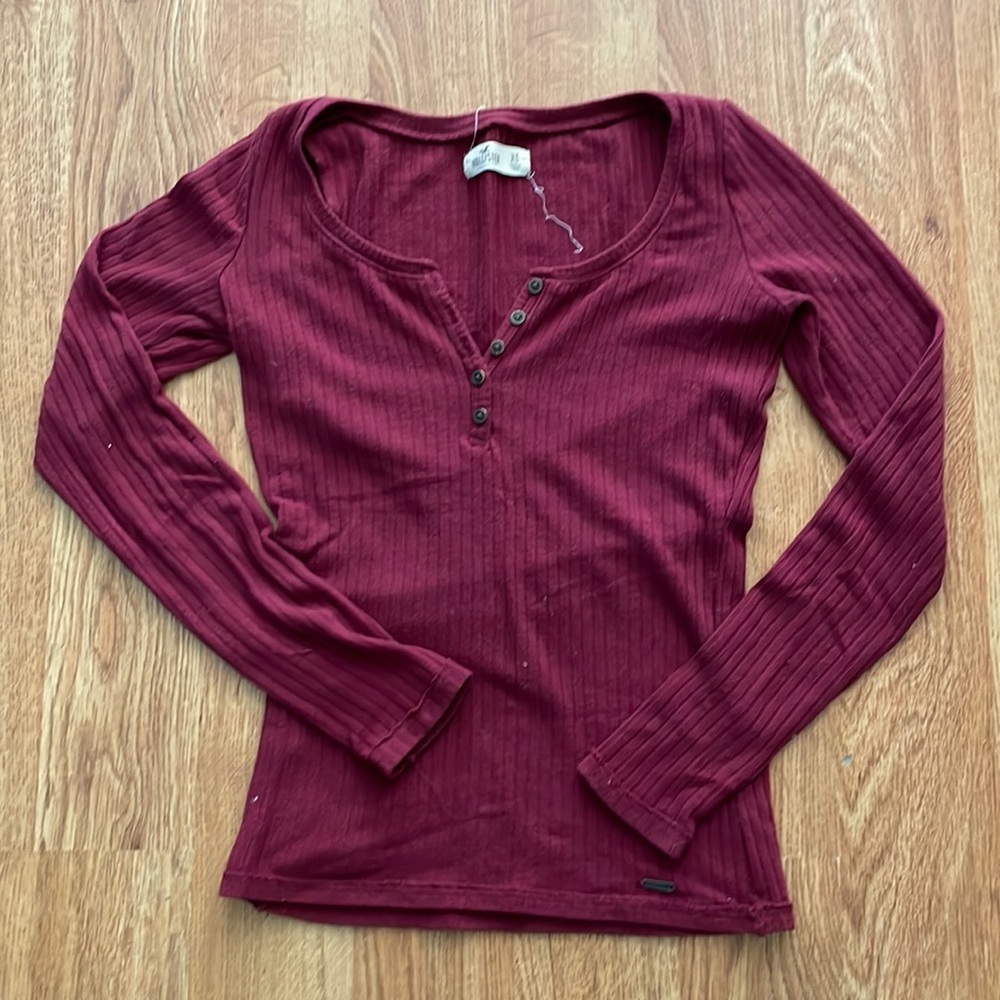 Hollister Ribbed Henley Long Sleeve